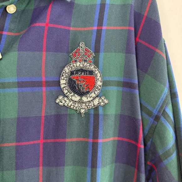 NWT Lauren Ralph Lauren Relaxed Fit Black Watch Plaid Shirt w/ Bead Crest-size L - Picture 6 of 10